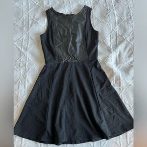 Banana Republic Vegan Leather Skater Dress Black (Sz 6)